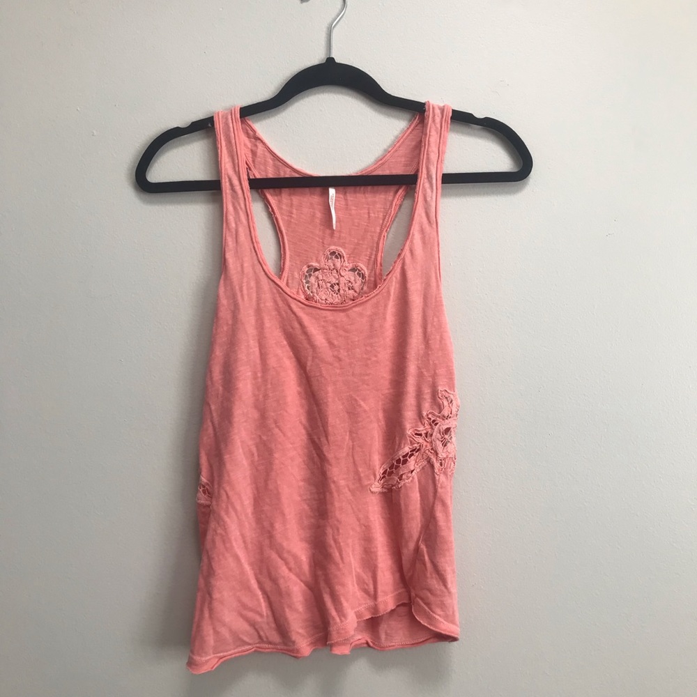 Light pink Free People lace tank top - Size Medium